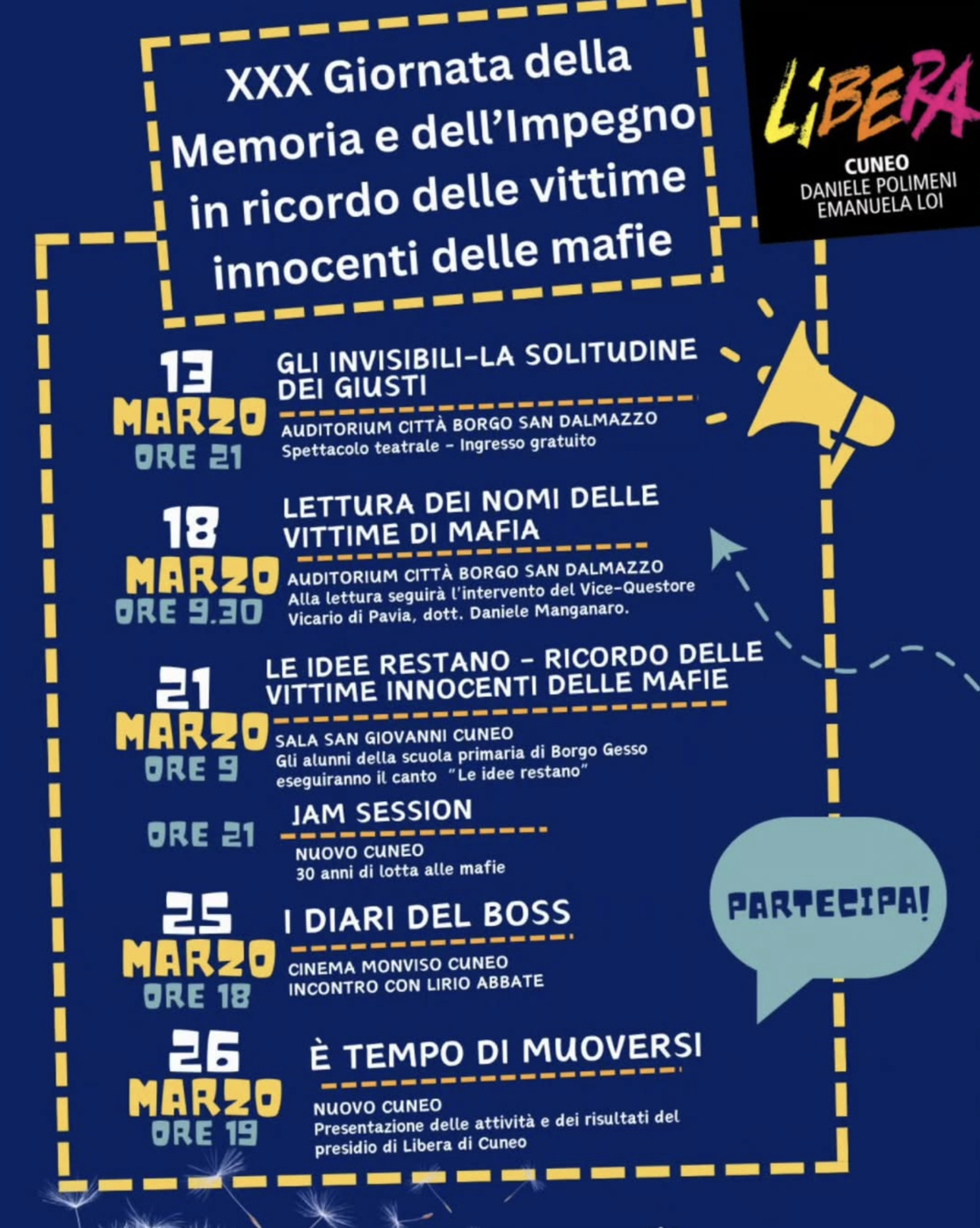 XXX Giornata della memoria e dell'impegno in ricordo delle vittime innocenti delle mafie