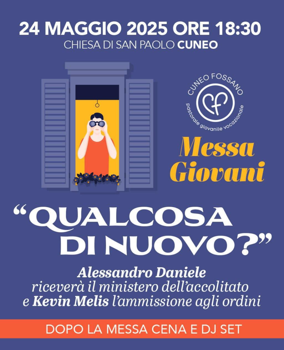 Qualcosa di nuovo? Messa, cena e Dj set