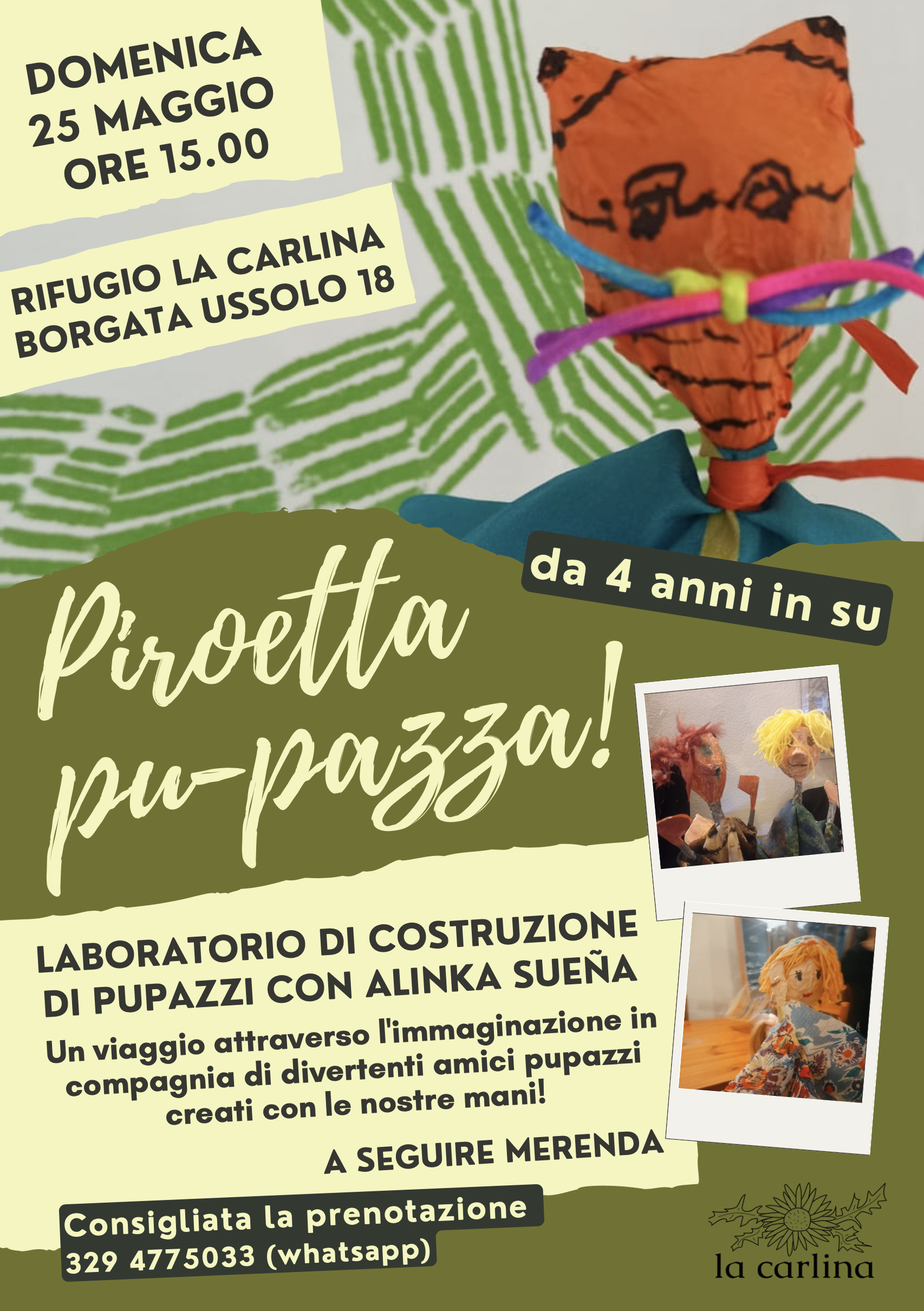 Laboratorio per bambini di costruzione pupazzi a mano