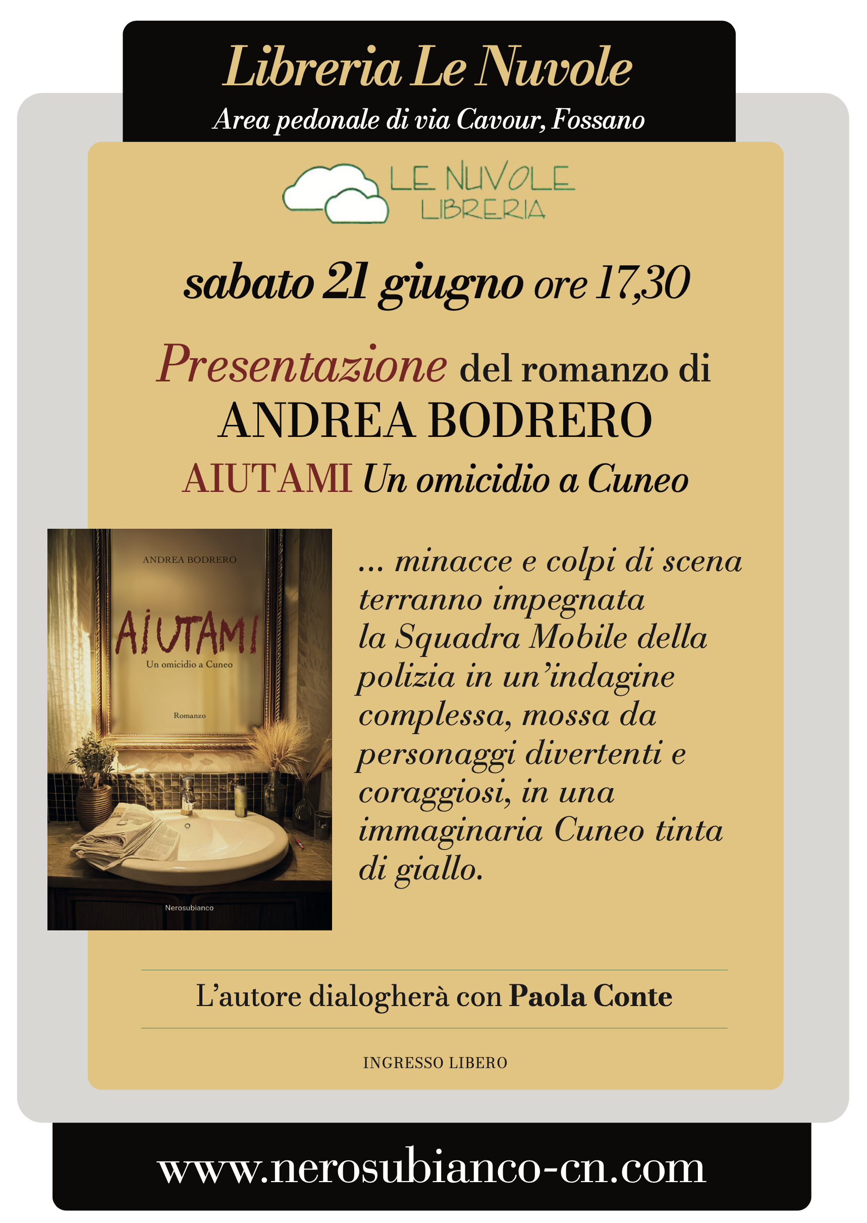 Presentazione del libro “Aiutami. Un omicidio a Cuneo” di Andrea Bodrero
