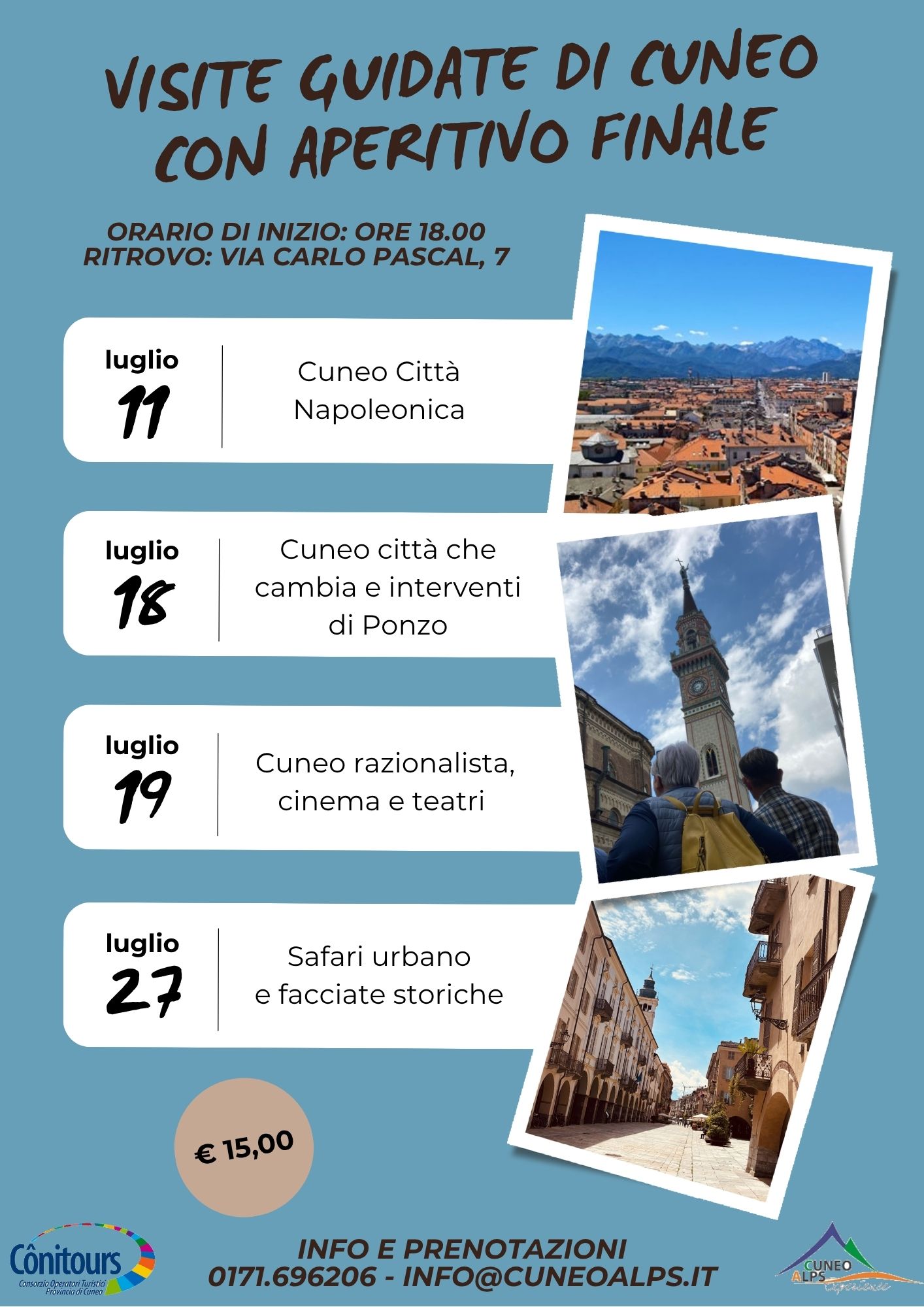 Estate 2025 Visite guidate a cura di Cuneo Alps con aperitivo finale